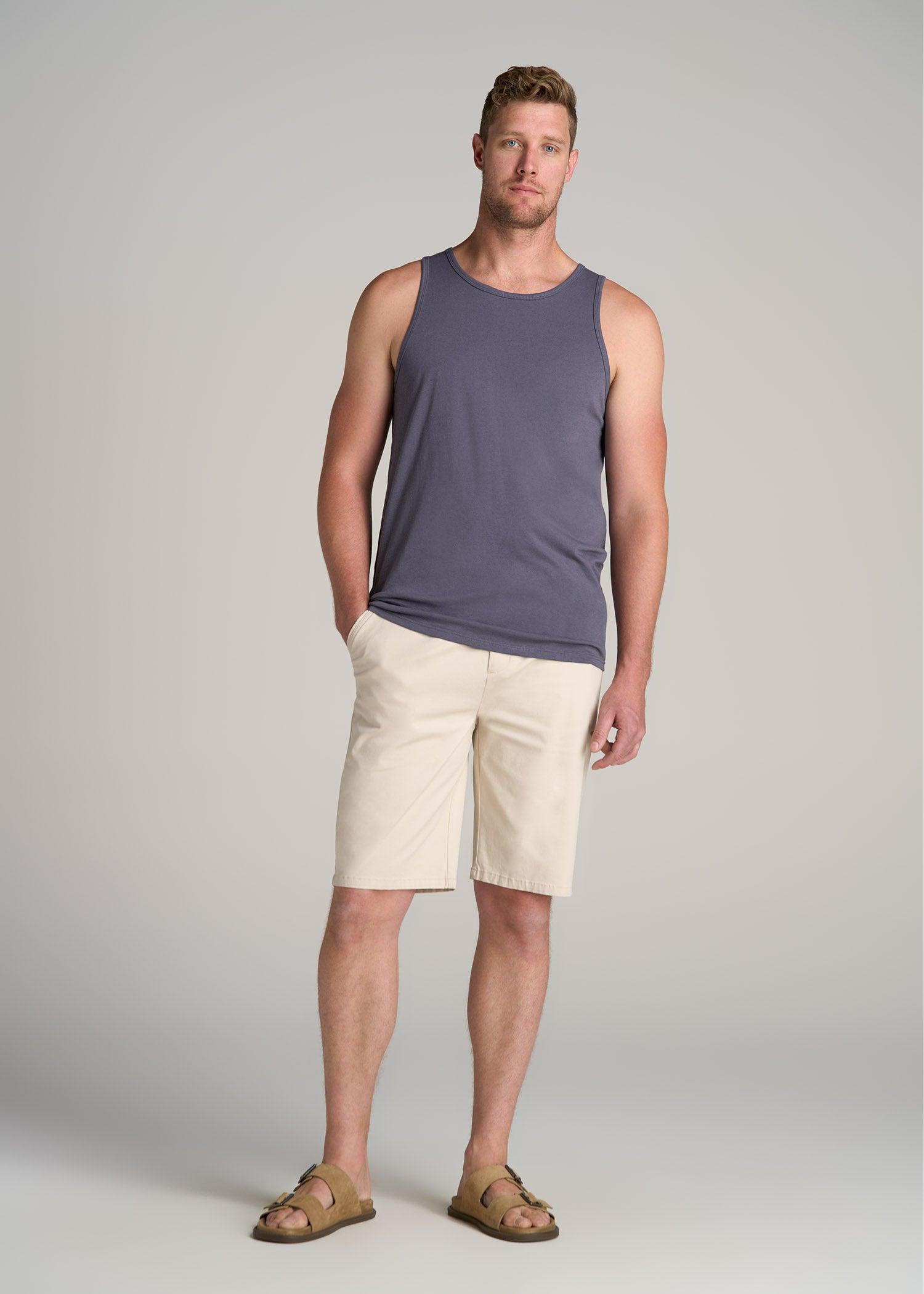 The Essentials: Men's Tall SLIM-FIT Beach Tank Top in Black Product Image