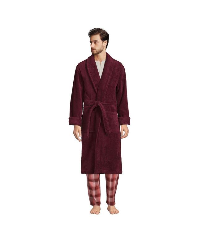 Big & Tall Lands End Calf-Length Turkish Terry Robe, Mens Rich Red Product Image