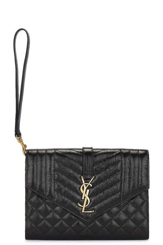 Saint Laurent Envelope Flap Pouch in Black Product Image