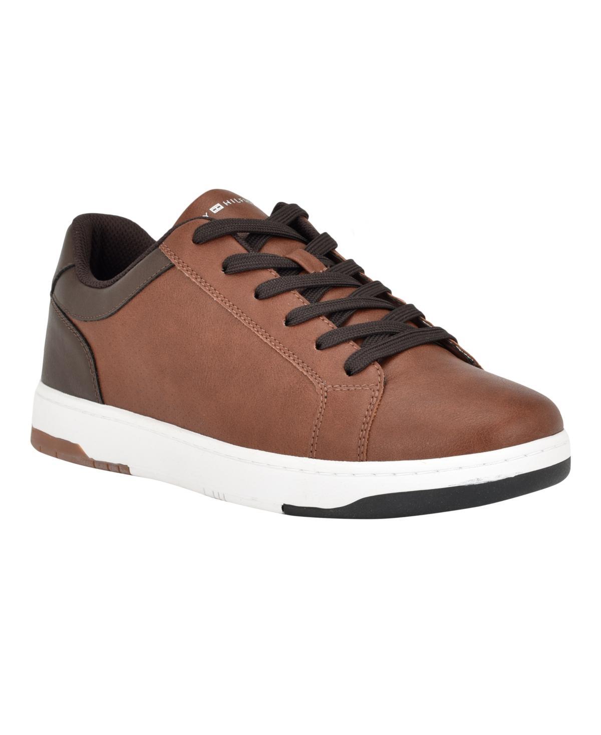 Tommy Hilfiger Mens Trapeze Lace Up Low Top Sneakers - Cognac Product Image