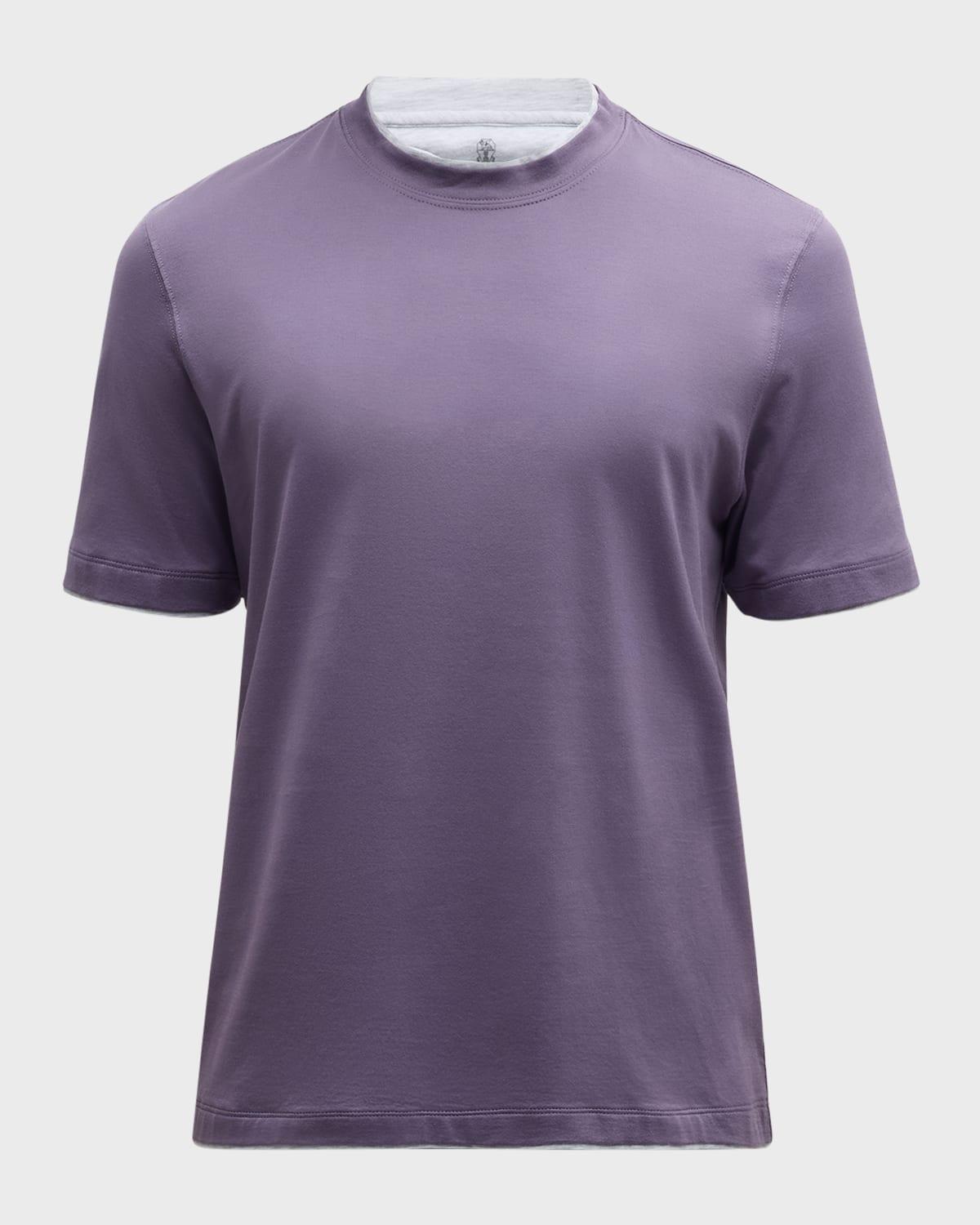 Men's Cotton Crewneck T-Shirt with Tipping Product Image