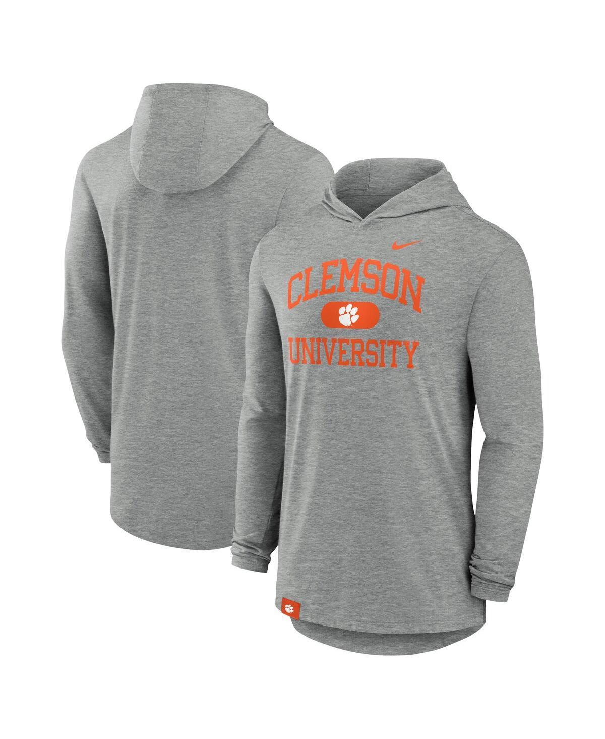 Mens Nike Heather Gray Clemson Tigers Blitz Hoodie Long Sleeve T-Shirt Product Image