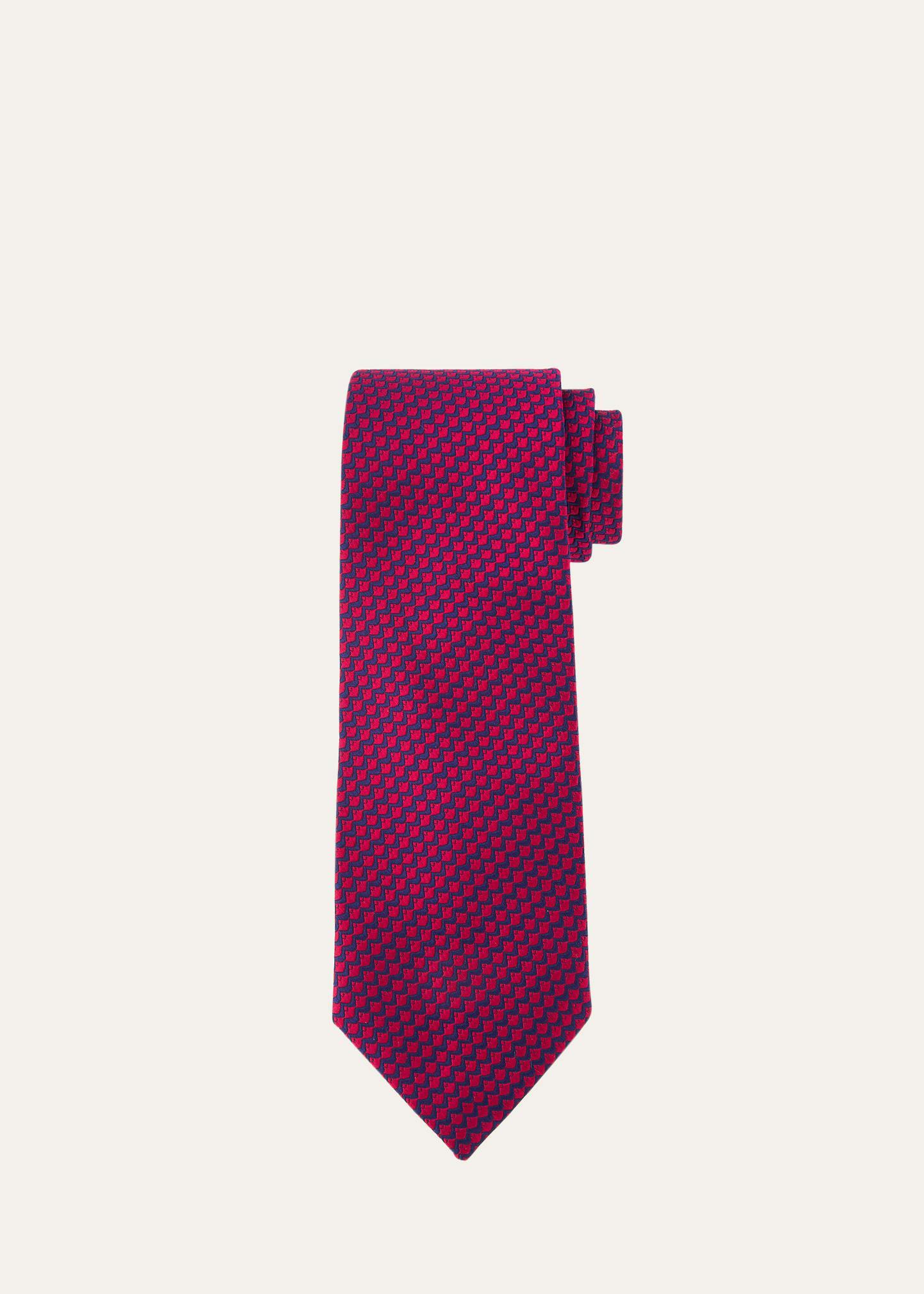 Mens Silk Scalloped Woven Tie Product Image