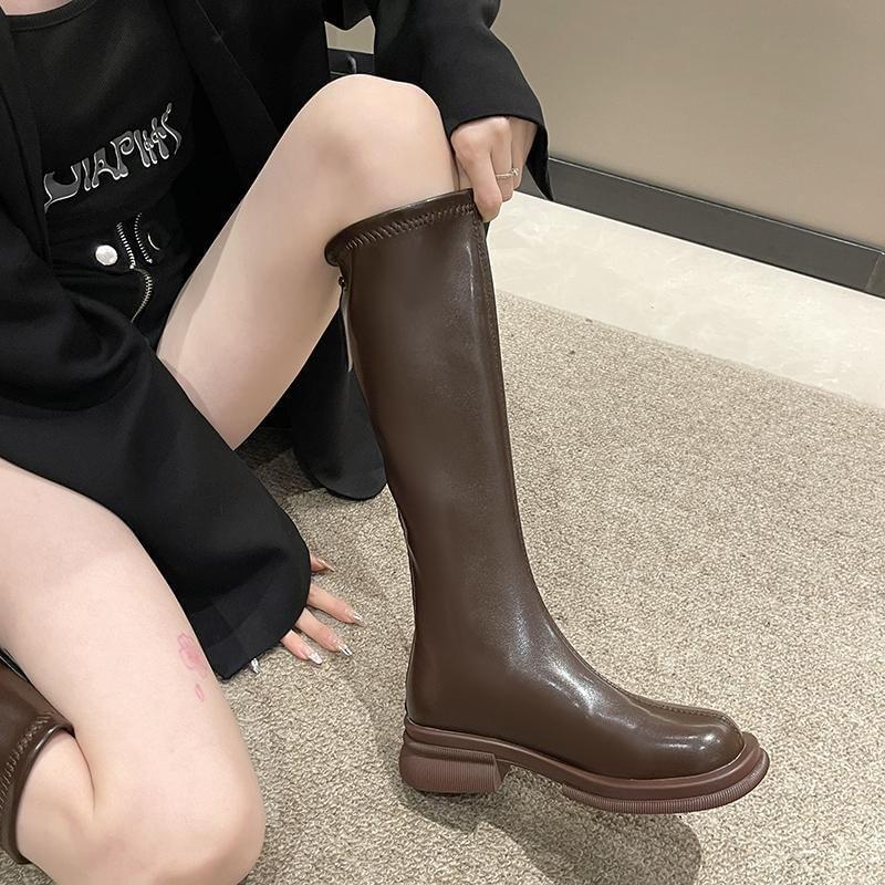 Faux Leather Platform Tall Boots Product Image