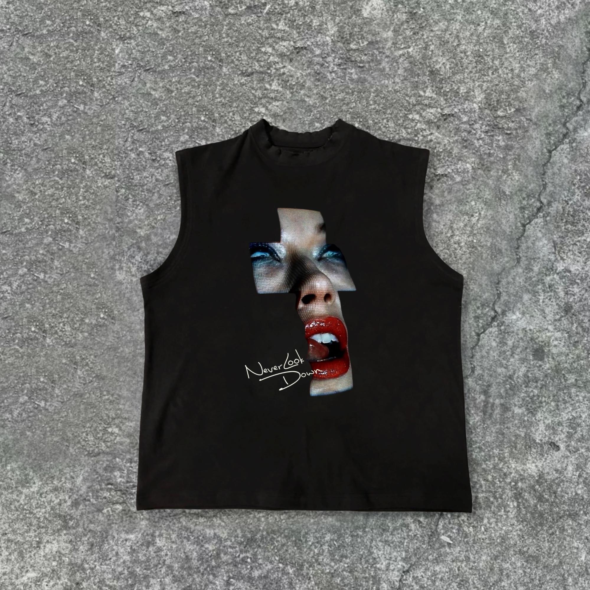 Sopula Christianity & Cross - Red Lip Women's Print Pattern Cotton Tank Top Product Image