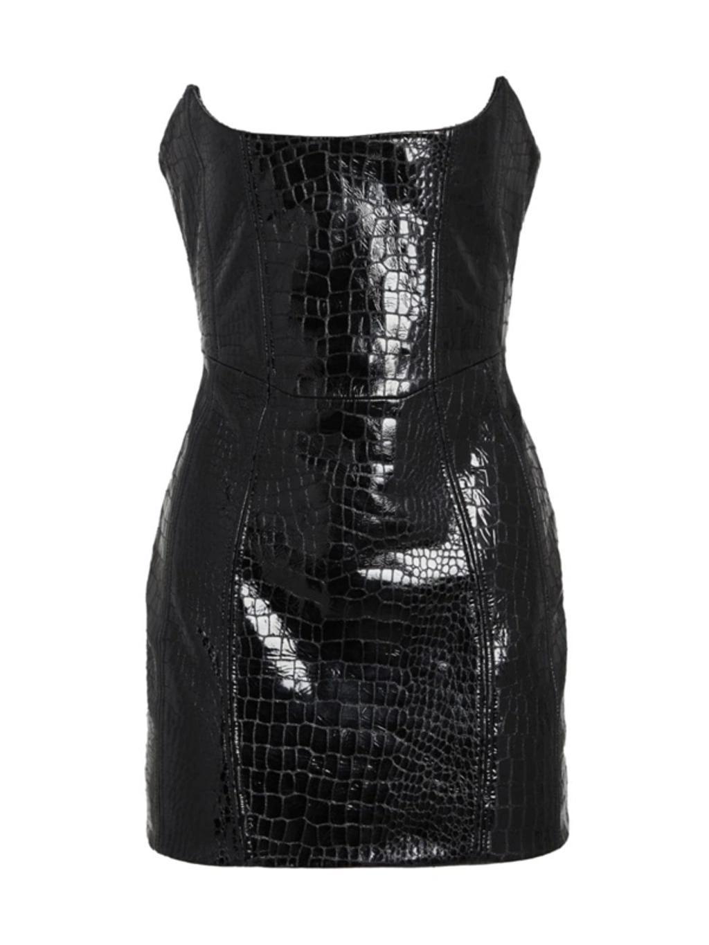 Roselyn Leather Dress In Black Product Image