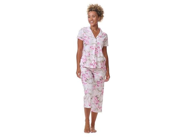 Karen Neuburger Petite Short Sleeve Girlfriend Capri PJ Set (Floral Vines) Women's Pajama Sets Product Image