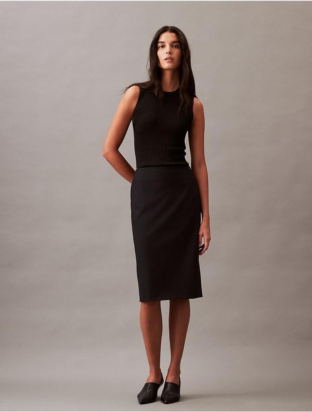 Calvin Klein Womens Refined Stretch Pencil Skirt - Black - 28 Product Image