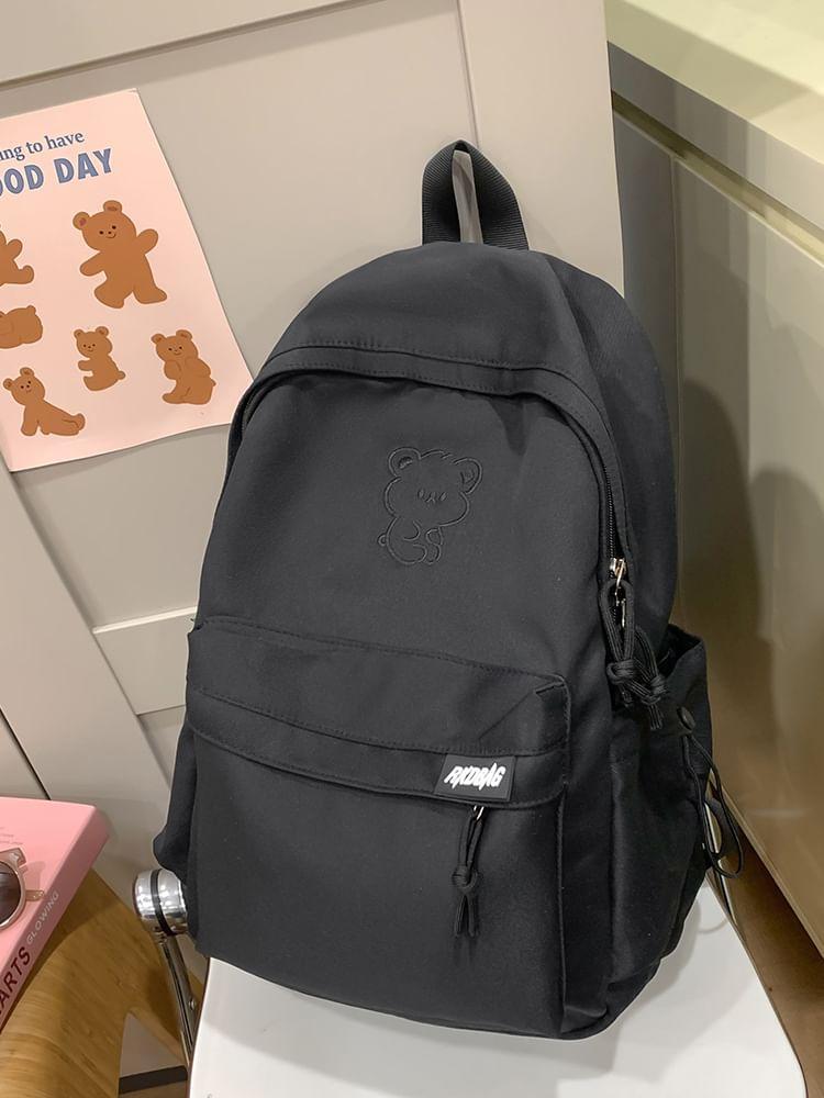 Bear Embroidered Nylon Backpack Product Image