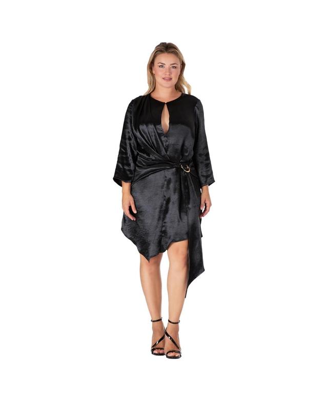 Standards & Practices Long Sleeve Asymmetric Satin Dress Product Image