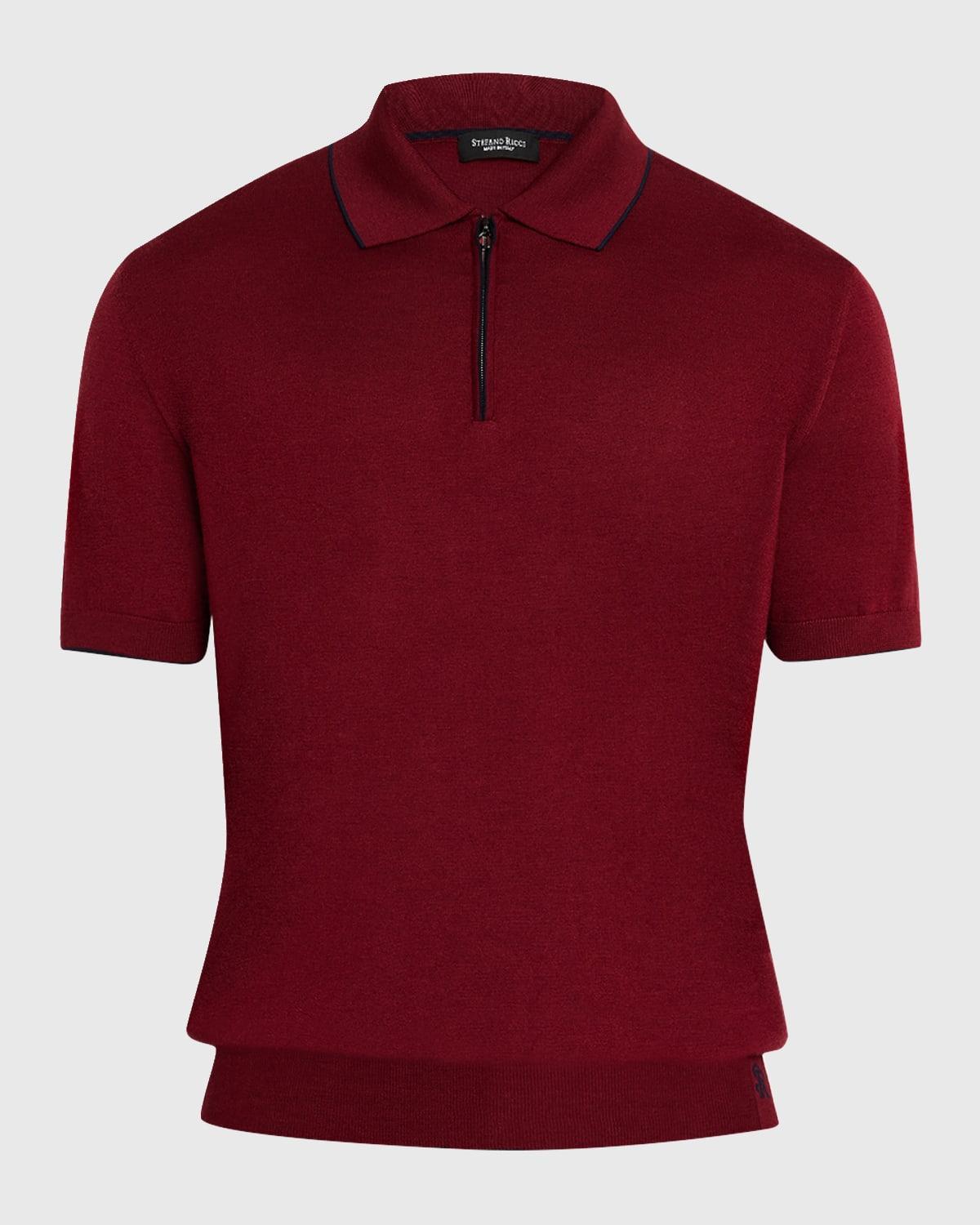 Mens Tipped Short-Sleeve Polo Sweater Product Image