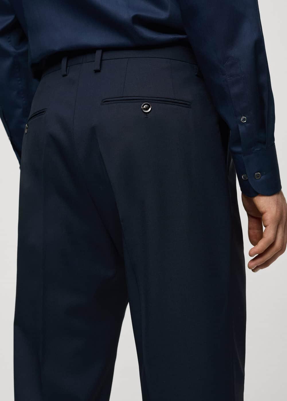 MANGO MAN - 100% virgin wool pleated pants dark navyMen Product Image