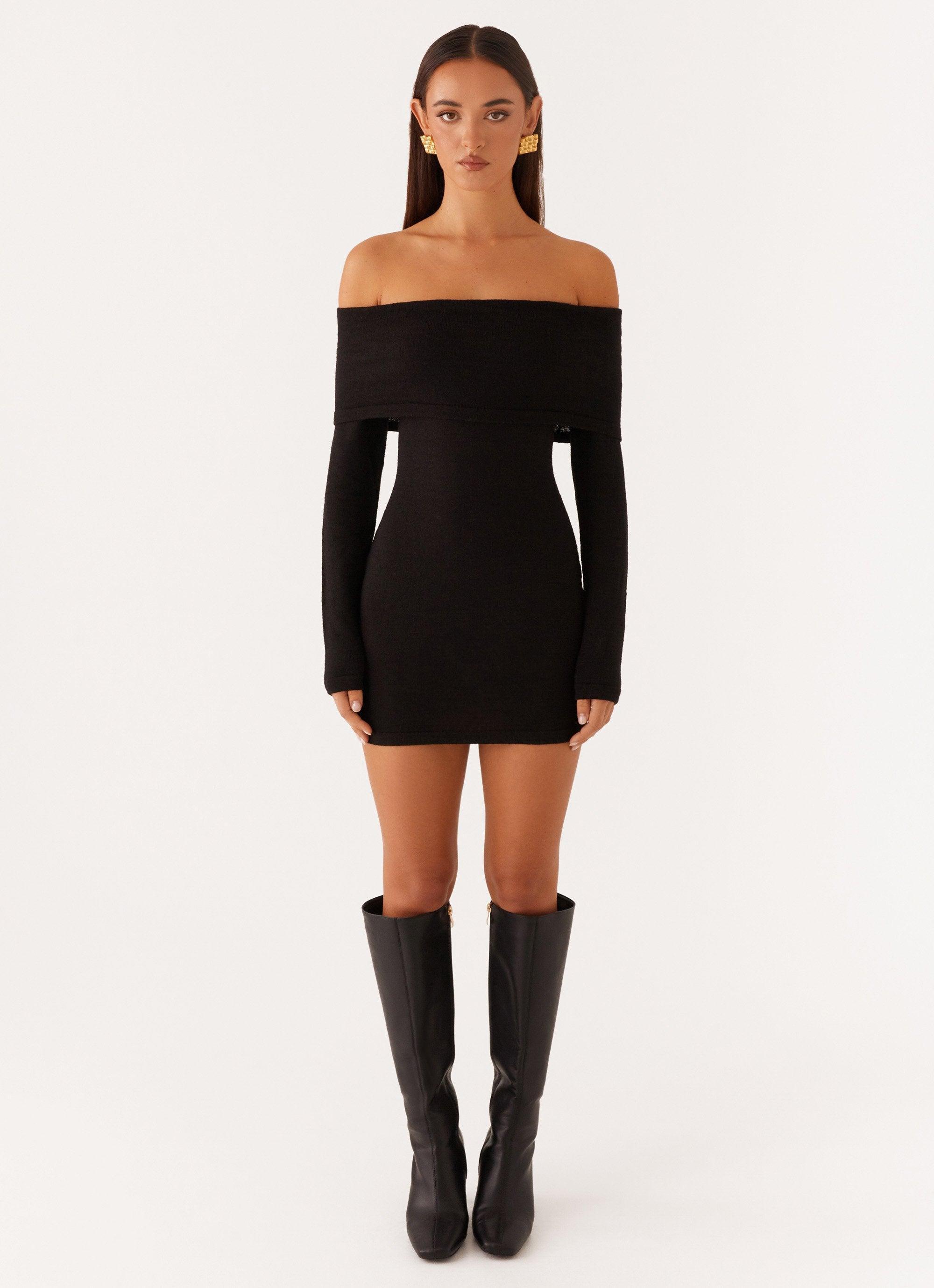 Myla Off Shoulder Mini Dress - Black Product Image