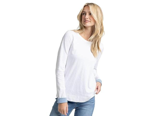 Southern Tide Long Sleeve Kimmy Crew Neck Tee (Classic White) Women's Clothing Product Image