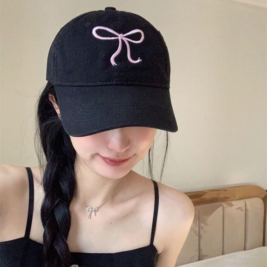 Bow Embroidered Baseball Cap Product Image