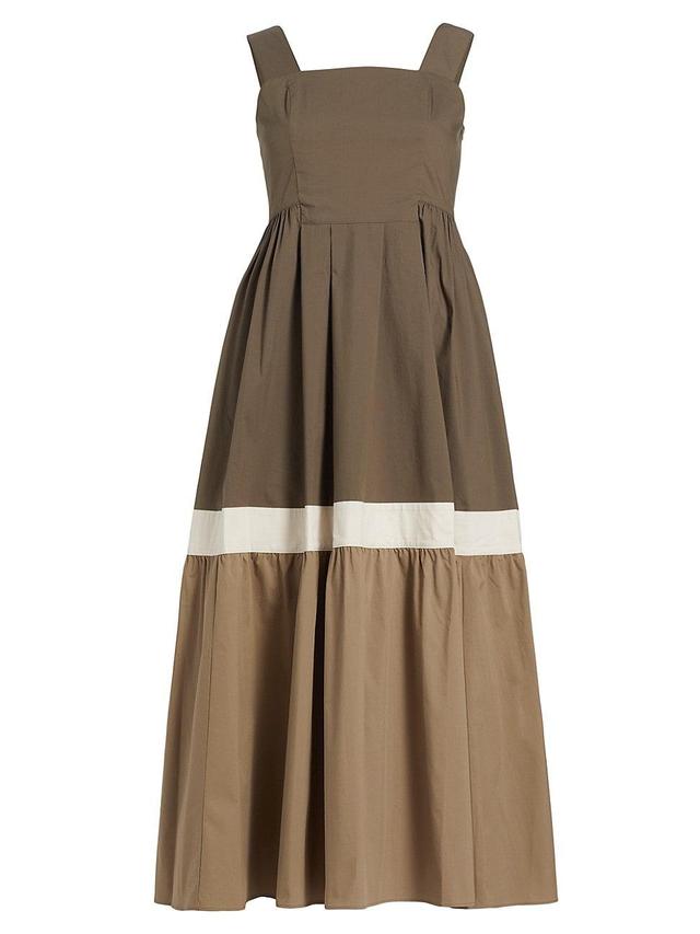 Womens Colorblock Tiered Midi-Dress Product Image