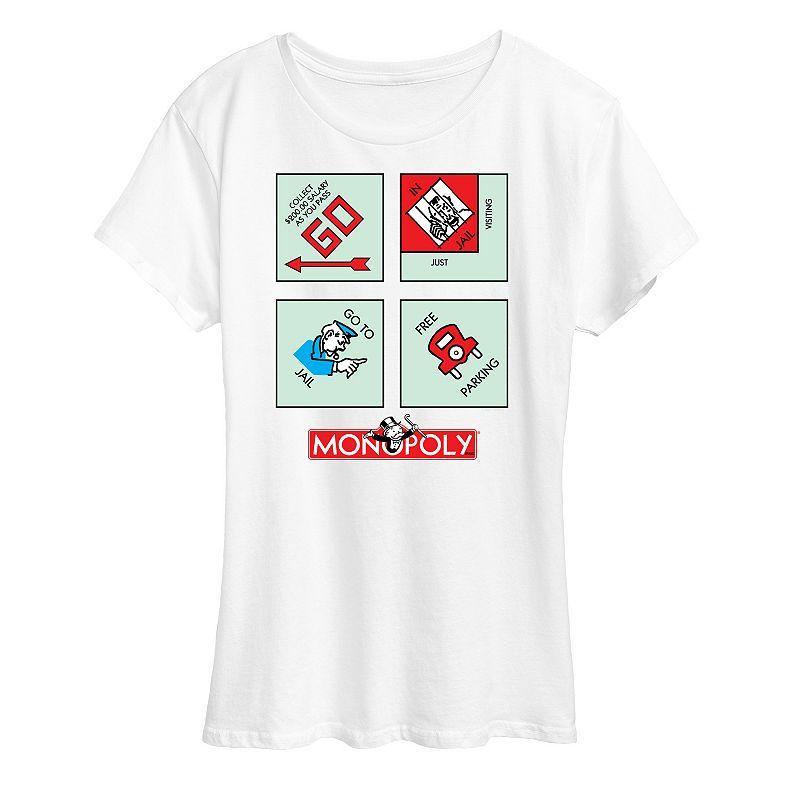 Womens Monopoly Corner Squares Graphic Tee Grey Gray Product Image