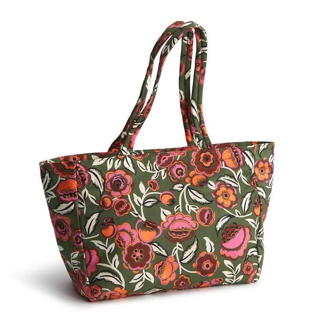 Vera Bradley Small Hathaway Tote Bag Women in Bubbly Flowers Green Green/Pink Product Image