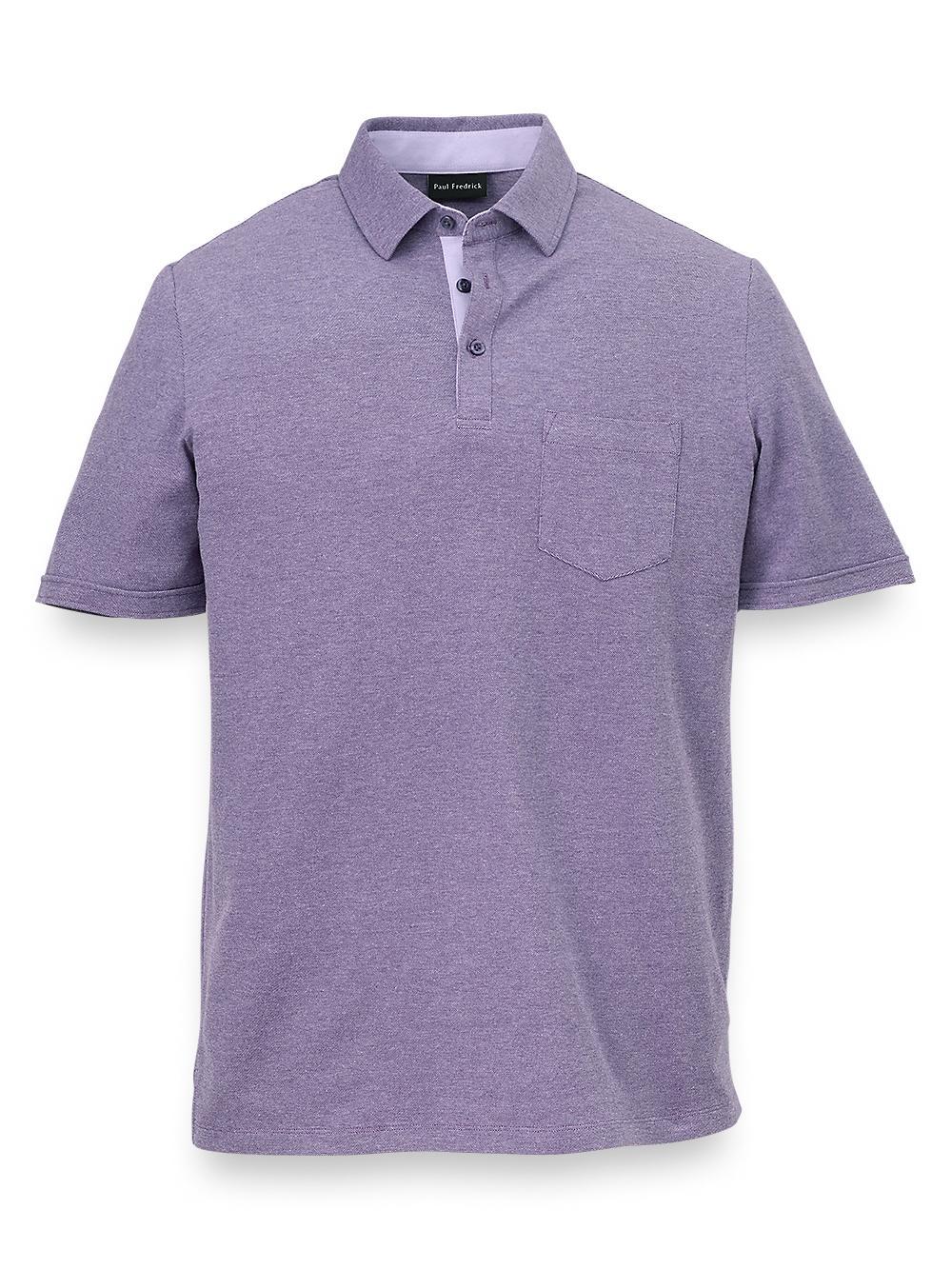 Cotton Blend Three Button Polo - Blue Product Image