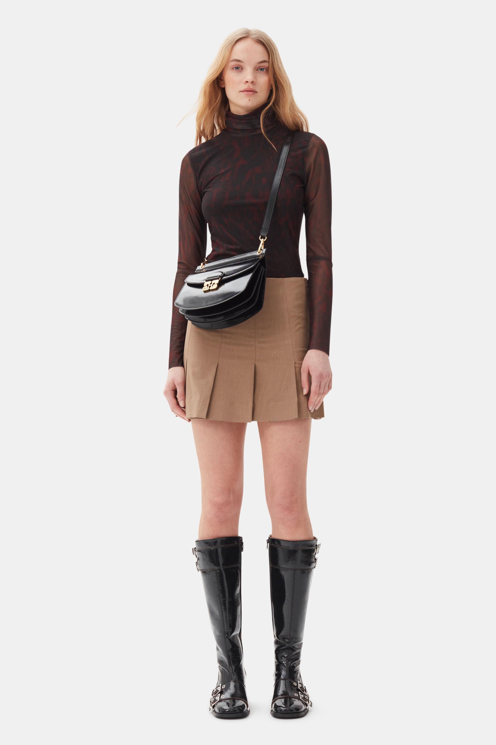 Brown Drapey Melange Mini Skirt Product Image