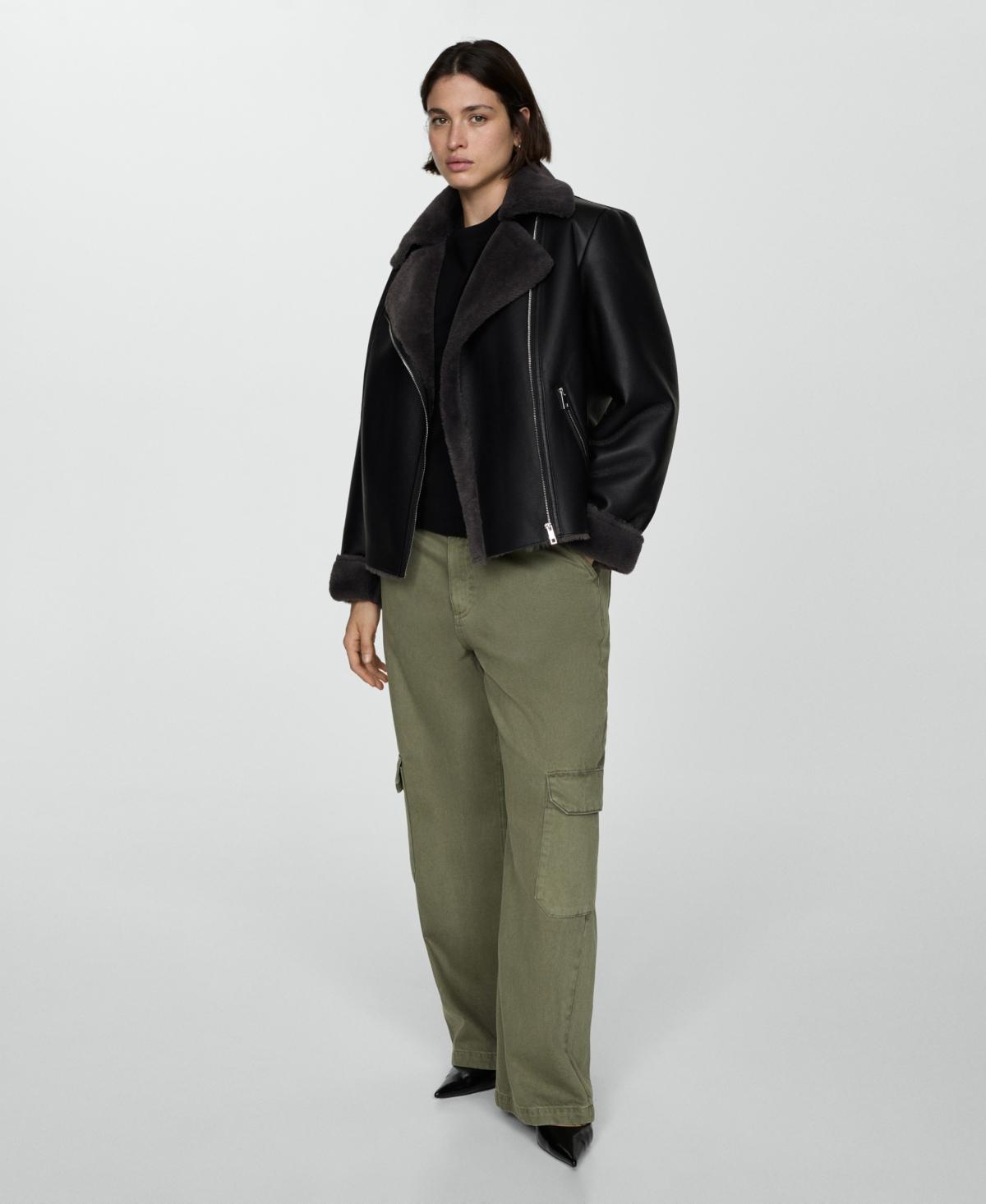 Mango Womens Faux Shearling-Lined Jacket Product Image