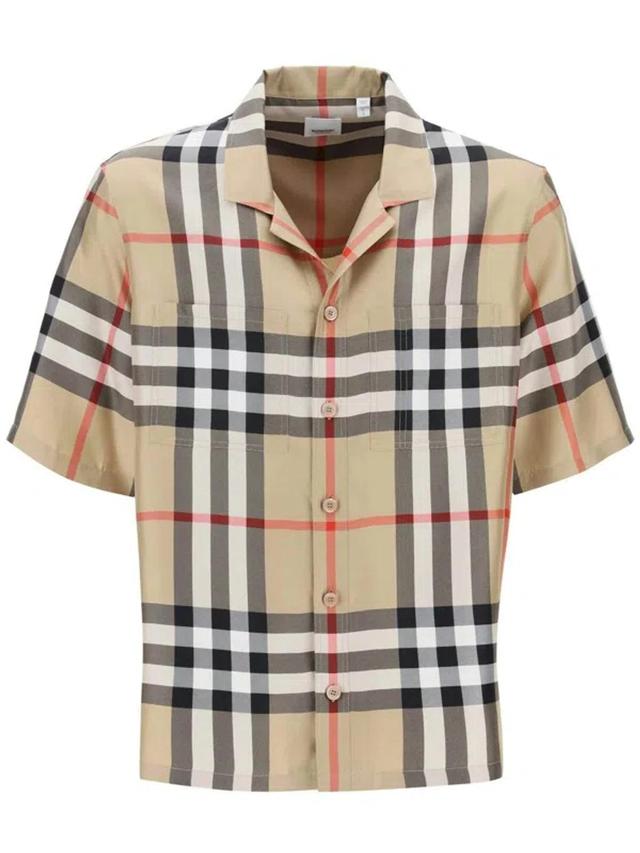 BURBERRY Bowling Shirt In Tartan Silk In Mixed Colours Product Image