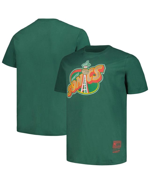 Mens Mitchell & Ness Hunter Green Distressed Seattle SuperSonics Big and Tall Hardwood Classics Vintage-Like Logo T-shirt Product Image