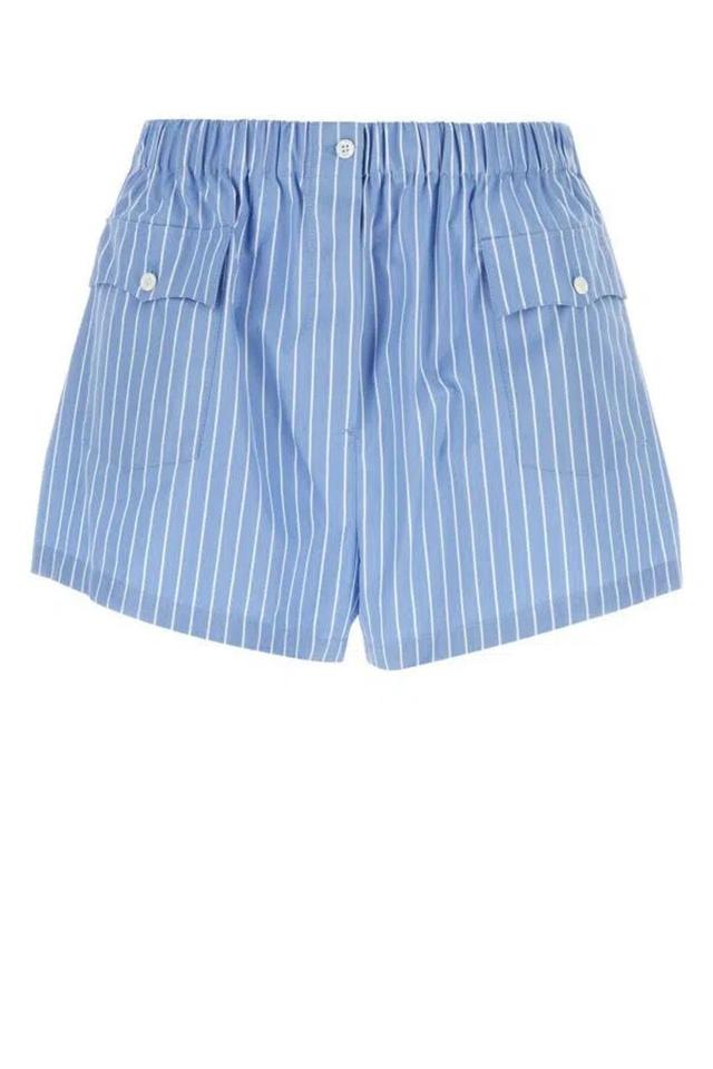 Woman Embroidered Poplin Shorts In Light Blue Product Image