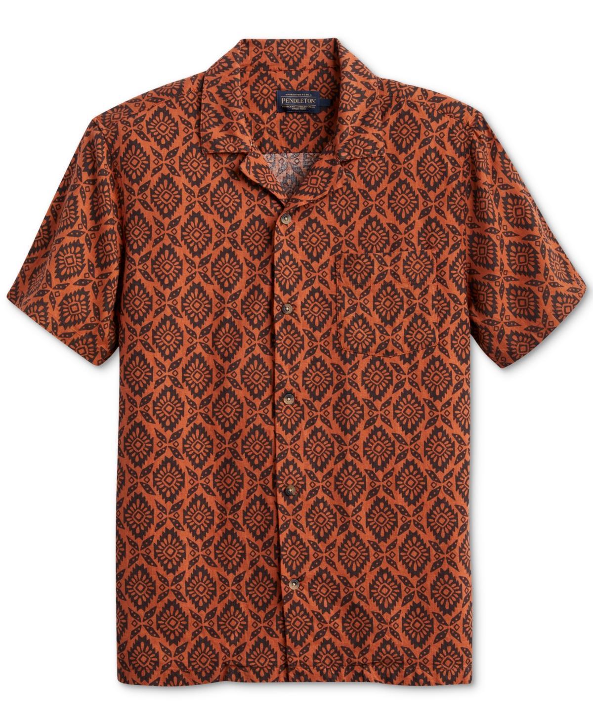 Pendleton Mens Medallion Print Short Sleeve Button-Front Shirt Product Image