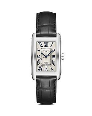 Longines Unisex Dolcevita Automatic Black Leather Strap Watch Product Image