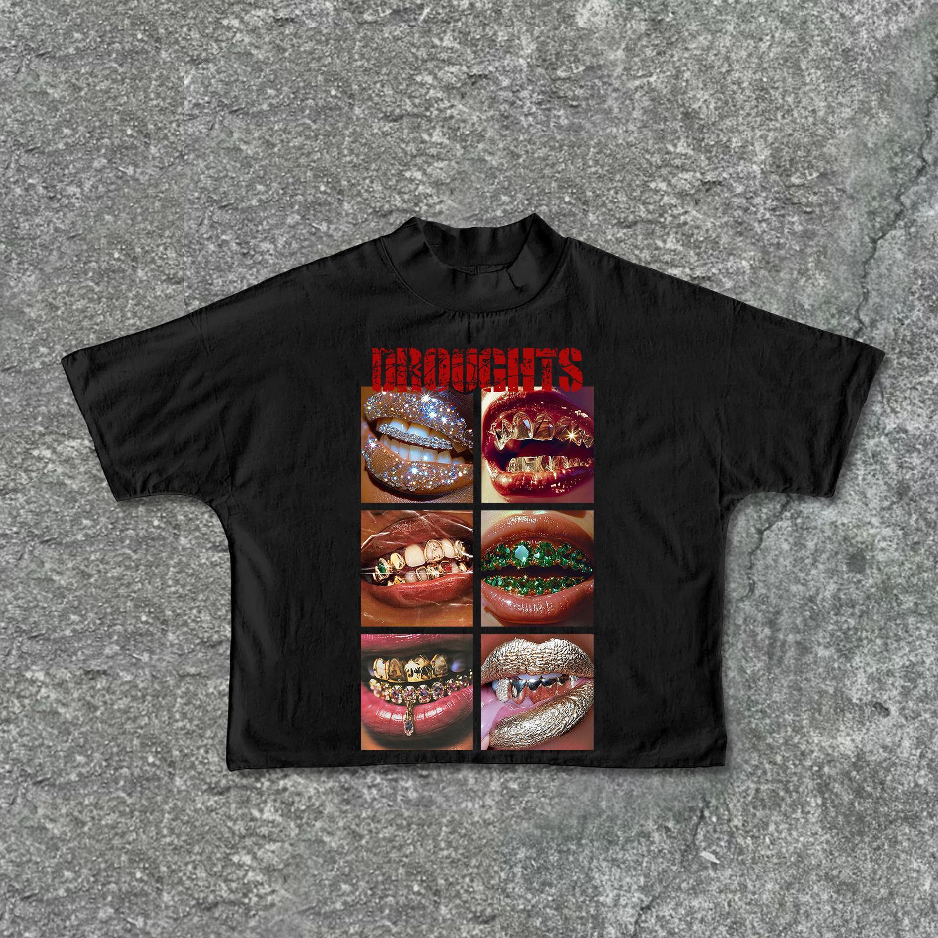 The Mouth With No Droughts Graphic Print Cropped T-Shirts Product Image