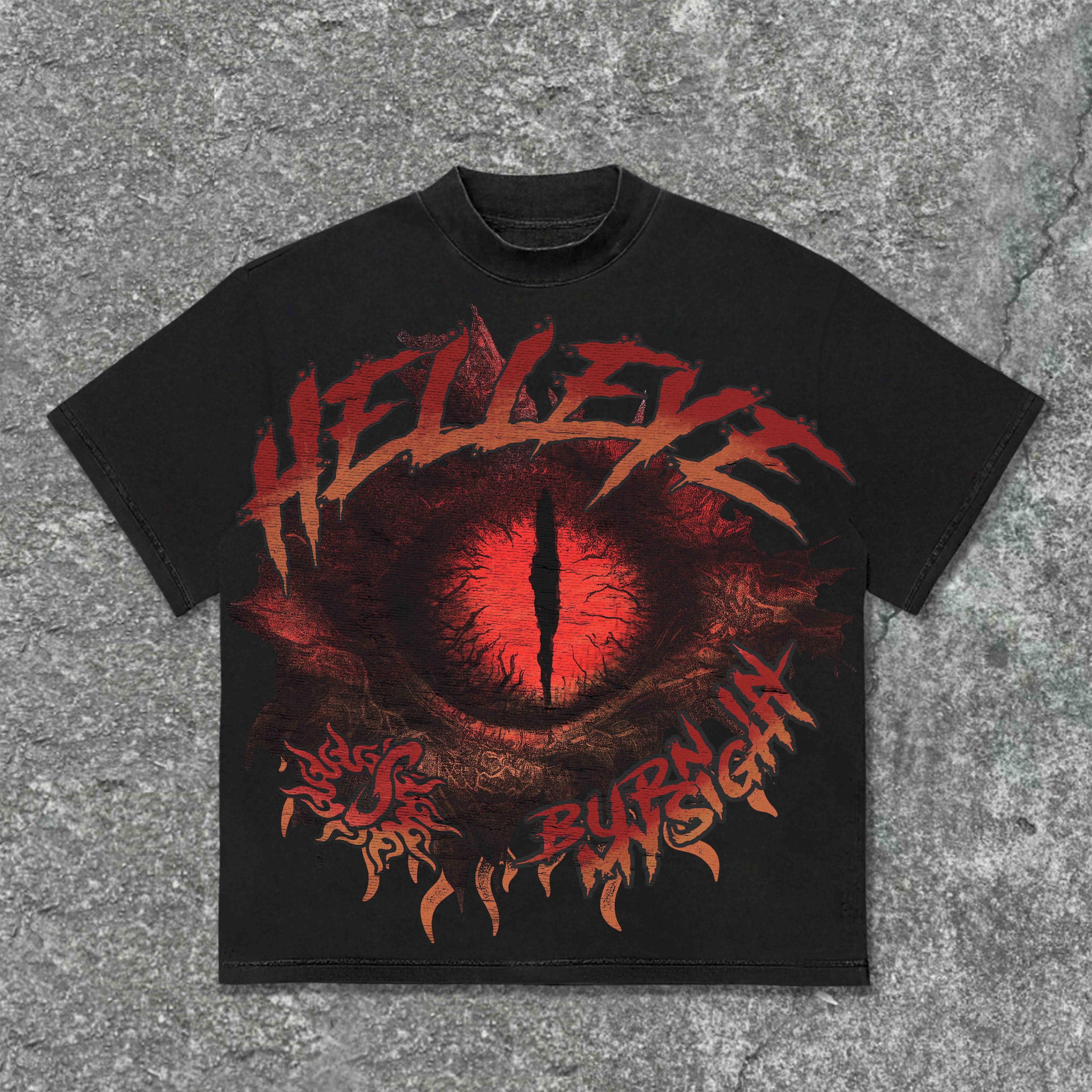 Hell's Eye Broken Short Sleeves Cotton T-Shirt Product Image