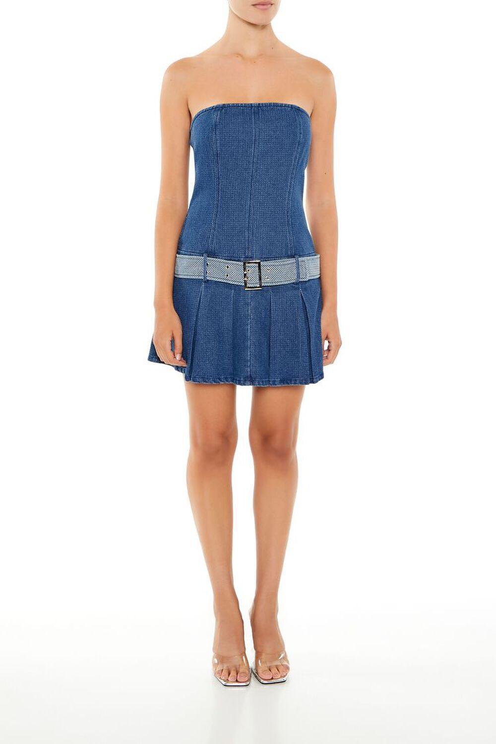 Belted Strapless Denim Mini Dress | Forever 21 Product Image