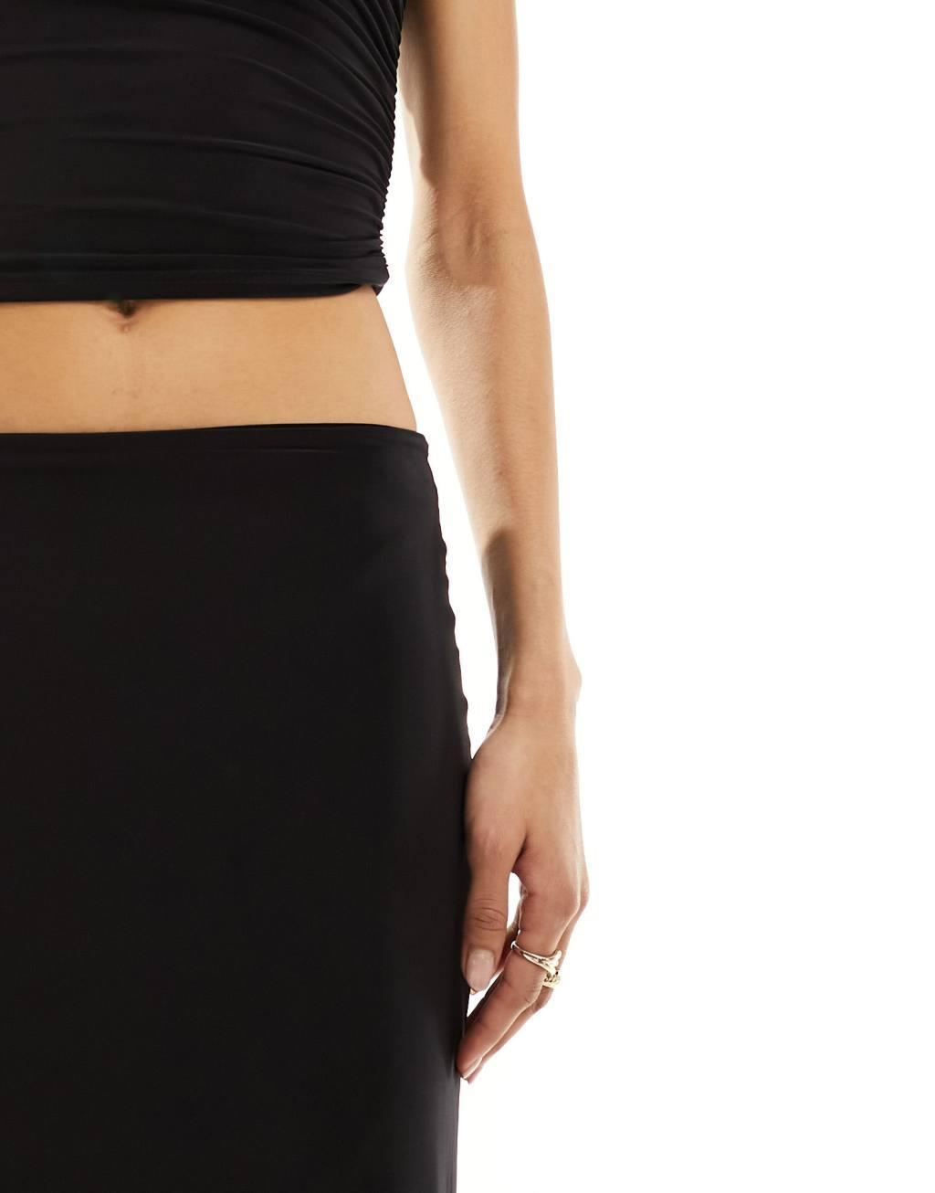 Kaiia slinky maxi skirt in black - part of a set Product Image