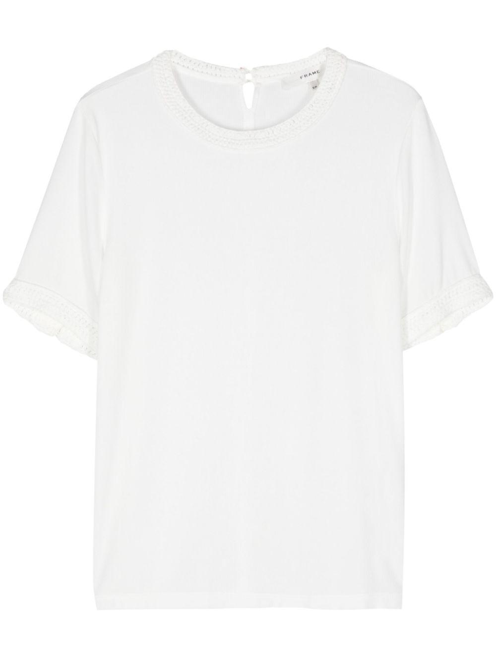 FRAME Crochet-trim T-shirt In White Product Image