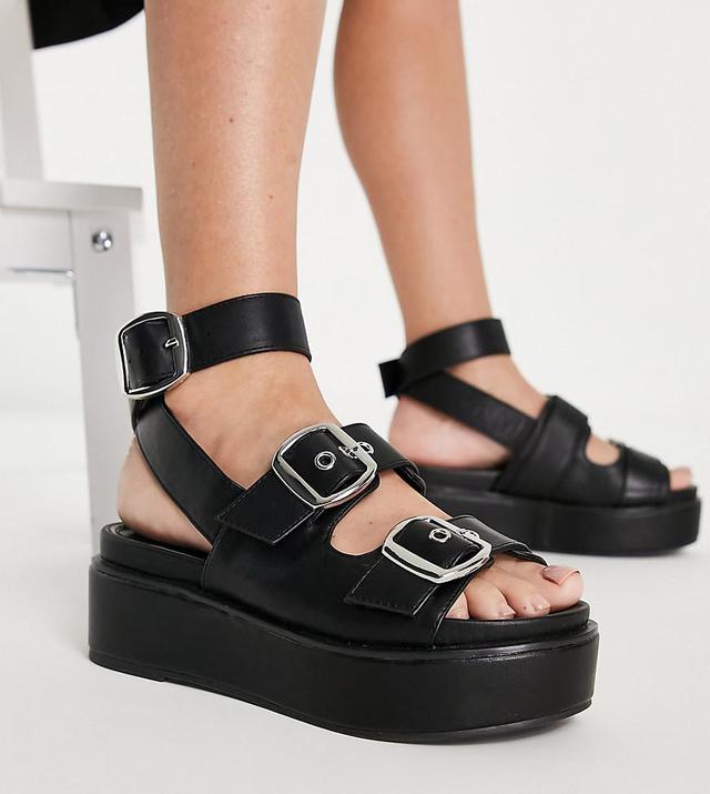 ASOS DESIGN Wide Fit Thistle chunky buckle flatform sandal Product Image