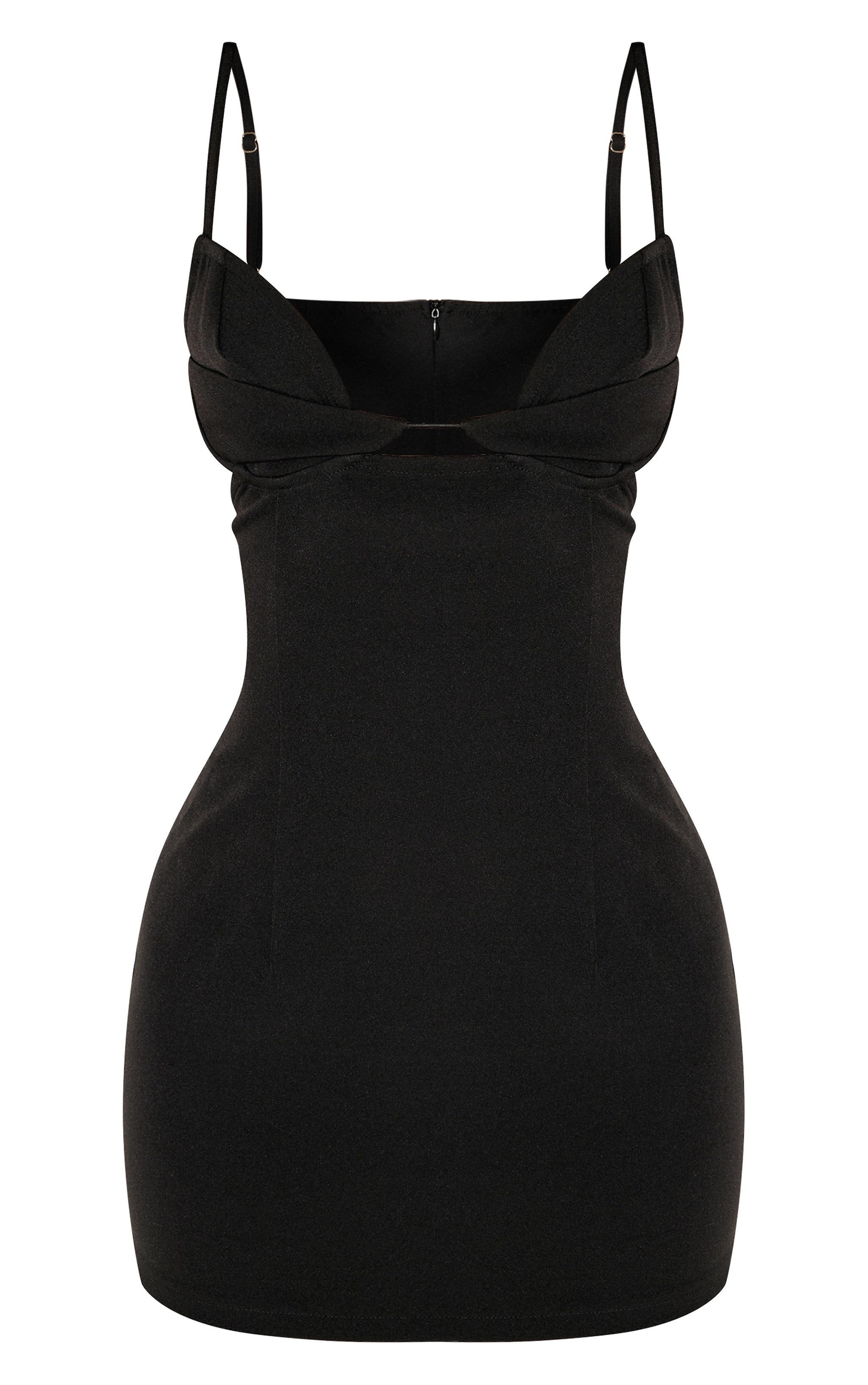 Petite Black Woven Cup Detail Mini Dress Product Image