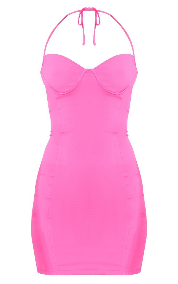 Pink Halterneck Structured Bodycon Dress Product Image