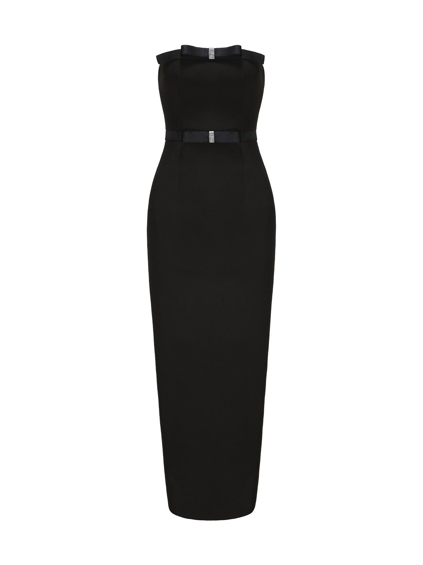 Demi Bow Dress (Black) Product Image