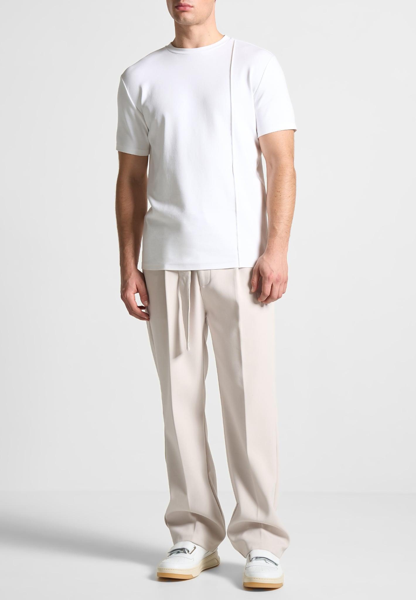 Éternel Slim Fit Cotton T-Shirt with Pintuck - White Male Product Image