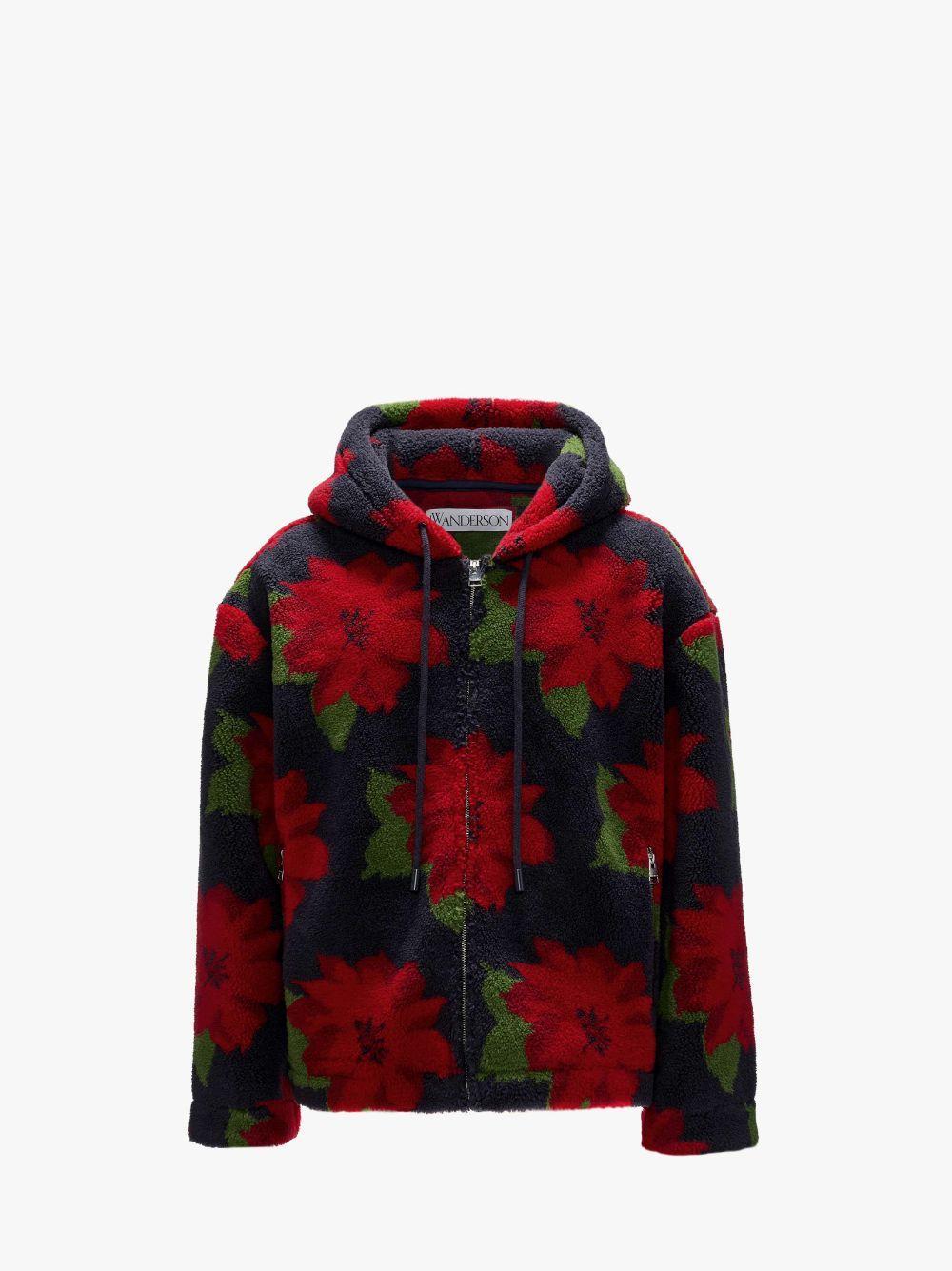 FLEECE HOODED JACKET in blue | JW Anderson US  Product Image