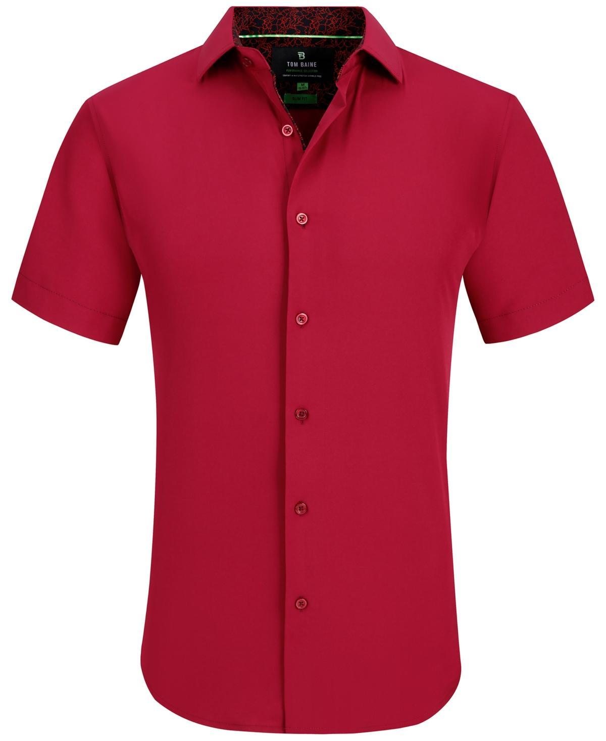 Mens Slim Fit Short Sleeve Performance Button Down Dress Shirt Product Image