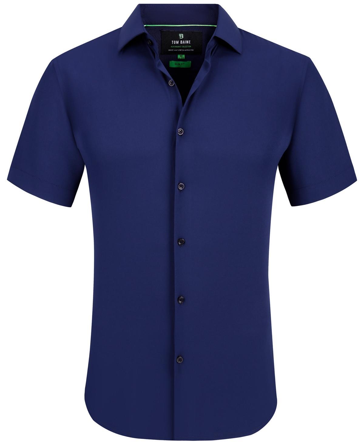 Mens Slim Fit Short Sleeve Performance Button Down Dress Shirt Product Image