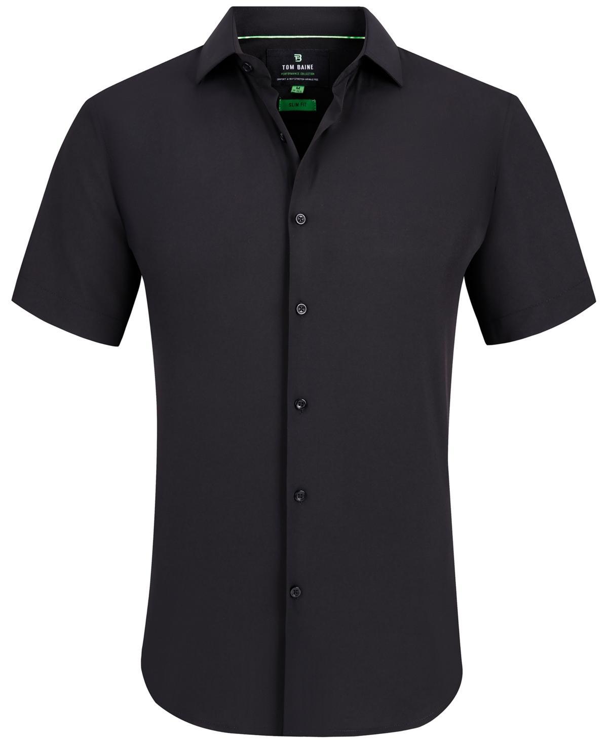 Mens Slim Fit Short Sleeve Performance Button Down Dress Shirt Product Image