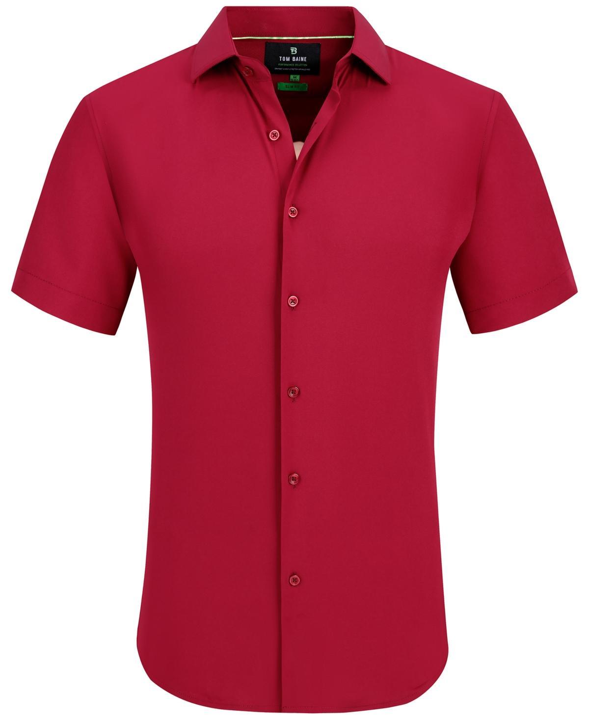 Mens Slim Fit Short Sleeve Performance Button Down Dress Shirt Product Image