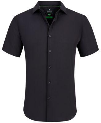 Mens Slim Fit Short Sleeve Performance Button Down Dress Shirt Product Image