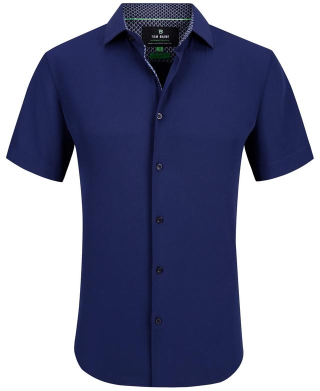 Mens Slim Fit Short Sleeve Performance Button Down Dress Shirt Product Image