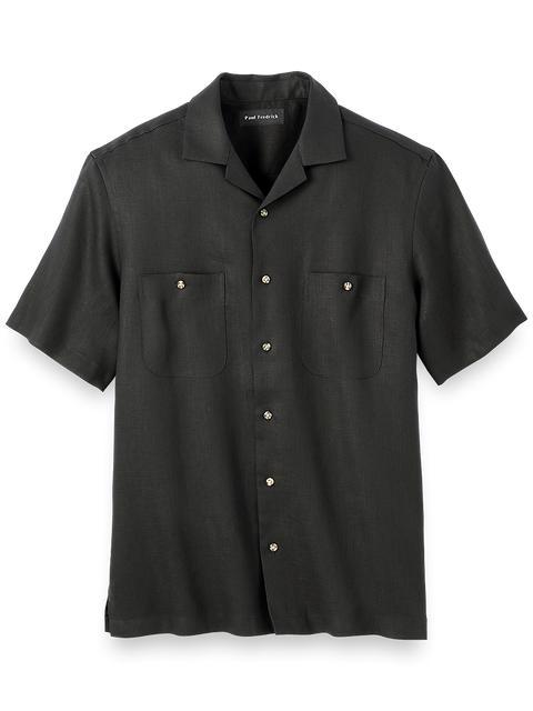 Linen Solid Casual Shirt - Black Product Image