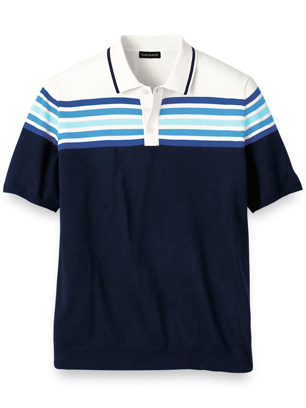 Cotton Three Button Polo - Navy Product Image