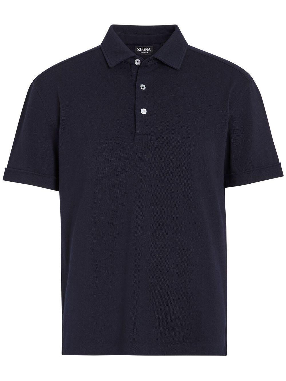 ZEGNA Short-sleeve Polo Shirt In Navy Blue Product Image